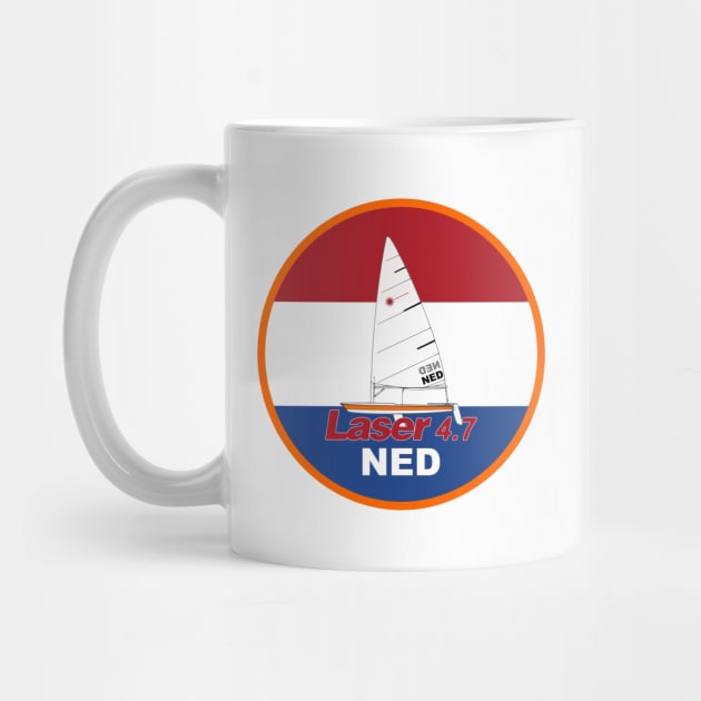 laser class sailboat on flag Netherlands by Regatta Merch